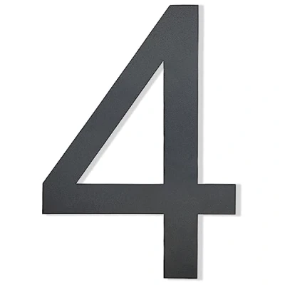 Afbeelding van Hopelit Huisnummer, huisnummer antraciet RAL 7016, antracietgrijs, fijne structuur gepoedercoat, roestvrij staal, hoogte 20 cm, lettertype Arial nummer 4