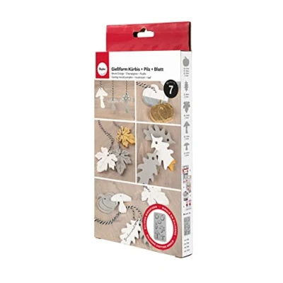 Afbeelding van Rayher Siliconen gietvorm pompoen paddenstoel blad 14,5 x 26 1 cm 7 gietvormen voor hanger met creatief beton kunst hars gieten Raysin gietpoeder 36123000