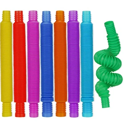 Afbeelding van 8 delig mini speelgoed, sensorische pop buizen, kleurrijk speelgoed van rekbare slang, fidget tube pop, voor geschenken, feestjes, stressvermindering