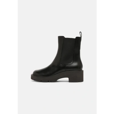 Afbeelding van Camper Milah Enkellaarsjes met plateauzool, Dames, Maat: 37, Black Leer en textiel