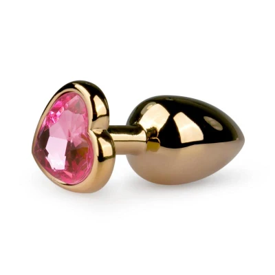 Afbeelding van Kleine Buttplug Met Hart Goud/Roze Levensecht Gevoel