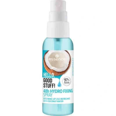 Afbeelding van essence Hello, Good Stuff! 48h Hydro Fix fixeerspray, transparant, hydraterend, fixerend, verfrissend, natuurlijk, fris, veganistisch, olievrij, alcoholvrij, parabenen, per stuk verpakt (50 ml)