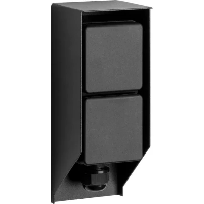 Afbeelding van Tuinstopcontact Double Wall buitenstopcontact zwart Muurstopcontact voor buiten KS Verlichting Randaarde