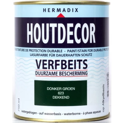 Afbeelding van Hermadix Houtdecor Verfbeits Dekkend 623 Donker Groen 0,75 liter Tuinbeits