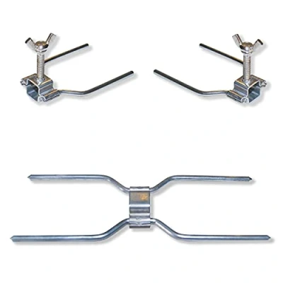 Afbeelding van GOLDMAN SERVICE Stalen kip rotisserie spiesenset. Vork voor rotisserie. Universeel reserveonderdeel. 1 x dubbele middenklem en 2 zijkant met schroeven