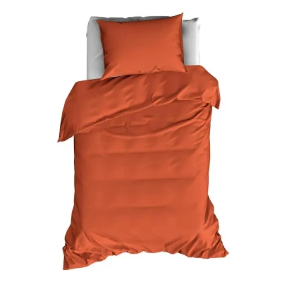 Afbeelding van De Witte Lietaer Dekbedovertrek Katoen Satijn Olivia Eenpersoons 140 x 200/220 cm Oranje