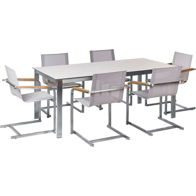 Afbeelding van COSOLETO Tuinset 4 persoons Wit Graniet/Glas