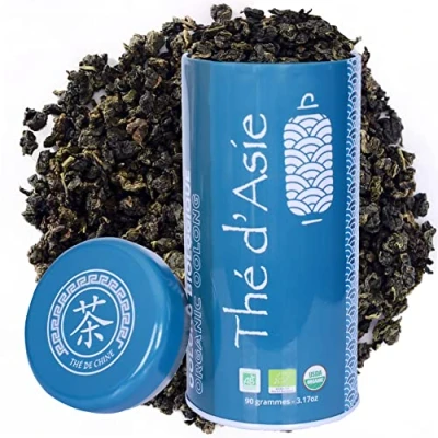 Afbeelding van Khla Blauwe thee Oolong Bio Losse metalen doos 90 g biologische afslanken gewichtsverlies dieet gedroogde bladeren uit Azië oorsprong China kruidenthee &amp;