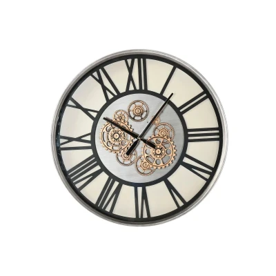 Afbeelding van Muurklok Home ESPRIT Zwart Metaal Kristal 60 x 8 cm