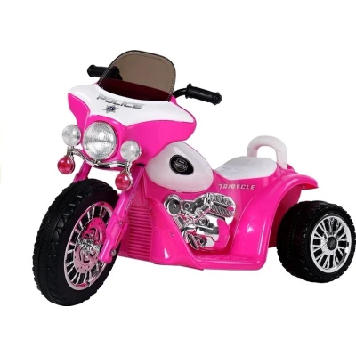 Afbeelding van Elektrische politie chopper trike motor voor kinderen tot 25kg max 1 3 km/h roze kids kindermotor politiemotor