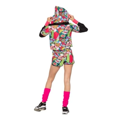 Afbeelding van Wilbers &amp; Feesten Gelegenheden Kostuum Fitgirl Pop Art Vrouw Multicolor Large Carnavalskleding Verkleedkleding