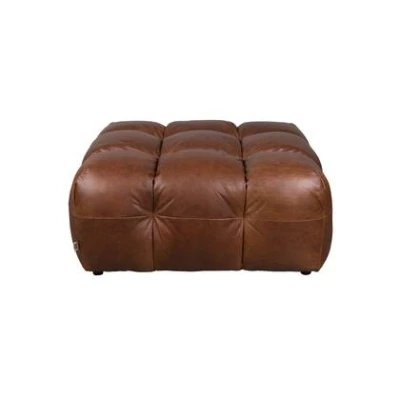 Afbeelding van Dutchbone Hackman Hocker Leer Chocolade Bruin