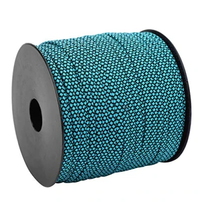Afbeelding van paracord campingtouw, dik, 7 kernen, Rescue Tying Tent koord, 50 m, 4 mm, voor het weven van armbanden in de open lucht (blauw/zwart)