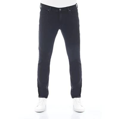 Afbeelding van Lee Jeans Luke Slim Fit Tapered Herenjeans Katoen Denim Stretch Blauw Zwart Grijs W27 W28 W29 W30 W31 W32 W33 W34 W36 W38, Rinse Black (LSS2PCQE3)