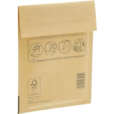 Afbeelding van Bankers Box 100 stuks gewatteerde enveloppen en bubbelzakjes voor bescherming veiligheid bij verzending transport, zelfklevende sluiting, milieuvriendelijk, bruin, 110 x 160 mm (Nr. 11)