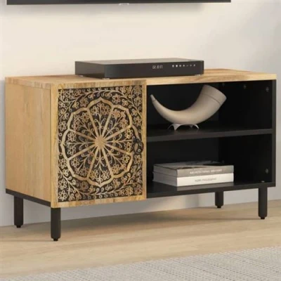 Afbeelding van Tv meubel 80x31x46 cm massief mangohout