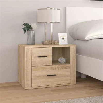 Afbeelding van Nachtkastje 60x36x45 cm bewerkt hout sonoma eikenkleurig