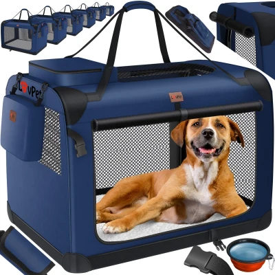 Afbeelding van LOVPET® reisBench Hondenbench hondenbox honden transportbox opvouwbaar incl. transportzak hondenbak voor huisdieren, en katten S, Marineblauw