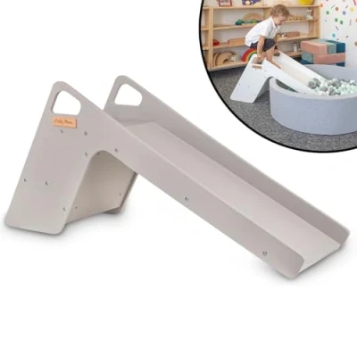 Afbeelding van KiddyMoon Houten Kinderglijbaan 2 in 1 babystoel, groot, grijs