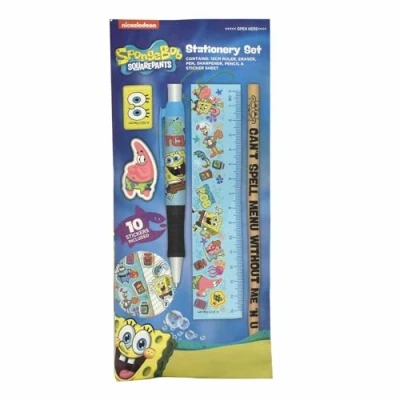 Image de SpongeBob Squarepants Set d&#039;écriture Bob l&#039;Éponge, de 11 pièces avec Crayons, gommes, règle &amp; Co., idée pour Tous Les Fans l&#039;Éponge