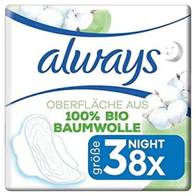 Afbeelding van Always Maandverband Bio Cotton Protection Ultra Night met Vleugels 8 stuks