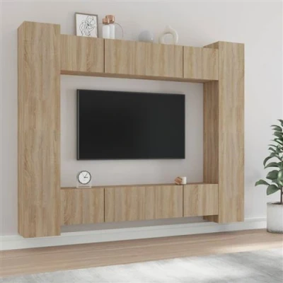 Afbeelding van vidaXL 8 delige Tv meubelset bewerkt hout sonoma eikenkleurig