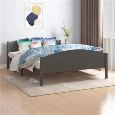 Afbeelding van Bedframe massief grenenhout donkergrijs 160x200 cm