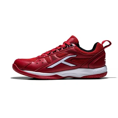 Afbeelding van Hundred Raze non marking professionele badmintonschoenen voor heren Materiaal: kunstleer Geschikt indoortennis, squash, tafeltennis, basketbal en padel (rood/wit, maat: EU 46, UK 12, US 13)