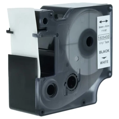 Afbeelding van vhbw Cassette met strepen, 24 mm, zwart op wit, voor labelprinter Dymo Rhino 1000, 3000, 4200, 5000, 5200, 6000 vervangt 1805430