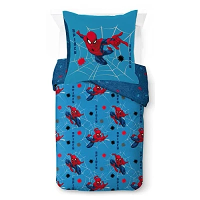 Afbeelding van Jay Franco Marvel Spiderman Face de Spidey, kinderbeddengoed 140 x 200 cm, 100% katoen, eenpersoonsbed inclusief 1 dekbedovertrek cm en kussensloop 80