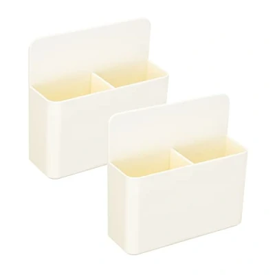 Afbeelding van Set van 2 witte magnetische markeerstiften voor whiteboards, koelkasten, droog afwisbare pennenhouder met anisotrope houder