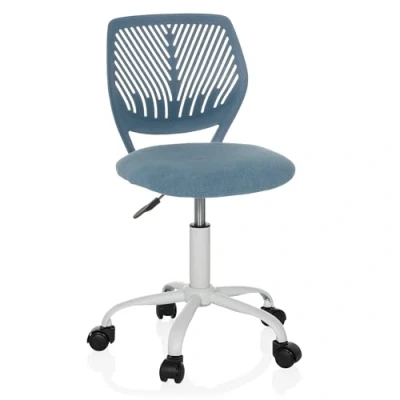 Afbeelding van hjh OFFICE Kid QW Chaise de bureau pivotante sans accoudoirs pour enfant Hauteur réglable Bleu