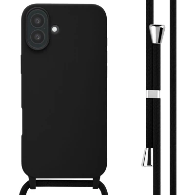 Afbeelding van imoshion hoesje Geschikt voor iPhone 16 Plus met koord Siliconen Zwart