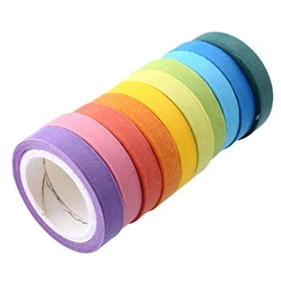 Afbeelding van Brillaint Style 10 rollen regenboogwashi papier decoratief plakband