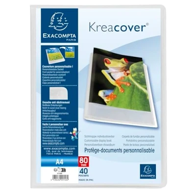 Afbeelding van Exacompta Ref. 5748E Pak van 5 Kreacover Chromaline documentenmappen 40 gladde kristallen hoezen 80 weergaven voor A4 afmetingen 24 x 32 cm halfharde kaft polypropyleen kleurloze