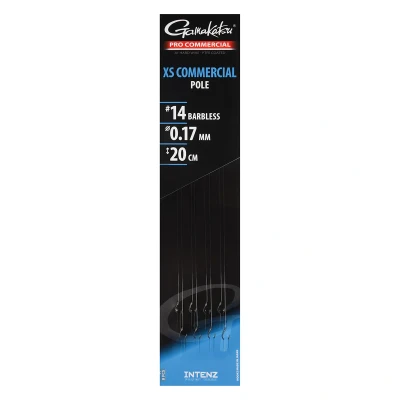 Afbeelding van Gamakatsu Pro Commercial Coarse XS Pole 20cm Barbless (8 pcs) Maat : haak 14 0.17mm
