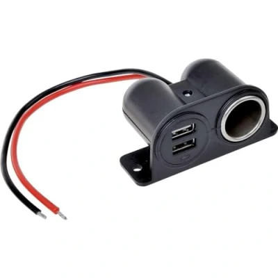 Afbeelding van IWH Stopcontact met USB 12/24 Volt 2100 mA Stroombelasting (max.): 4.2 A 12 of 24 V=