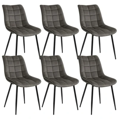 Afbeelding van WOLTU 6 x eetkamerstoelen, modern design, zitting van fluweel, goed gevoerd, frame metaal, Turks groen, BH142ts