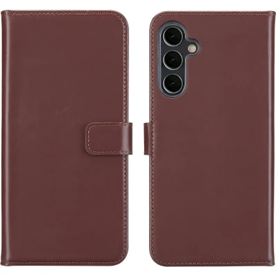 Afbeelding van Selencia Hoesje Geschikt voor Samsung Galaxy A16 (5G) Met Pasjeshouder Echt Lederen Bookcase Donkerbruin