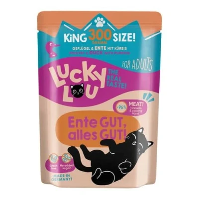 Afbeelding van 6x300g Lucky Lou Adult Gevogelte &amp; Eend nat kattenvoer