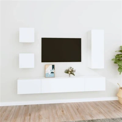 Afbeelding van vidaXL 5 delige Tv meubelset bewerkt hout wit