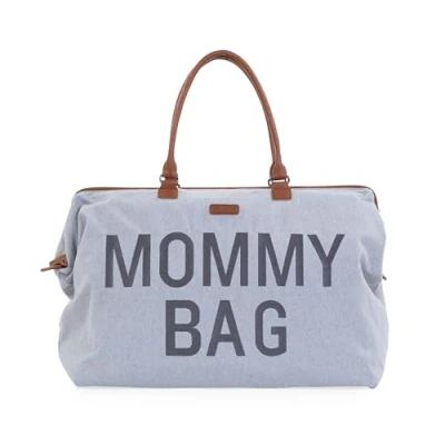 Image de CHILDHOME, Mommy Bag, Sac à Langer, Maternité, de voyage, Grande Contenance, Tapis Bandoulière Ajustable, Compartimenté, Poche Isotherme, Passage pour Valise, Jersey Gris
