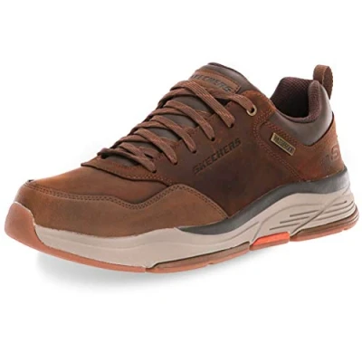 Image de Skechers Baskets Benago Hombre pour homme, Cuir imperméable marron foncé., 39.5 EU