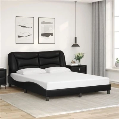 Image de vidaXL Cadre de lit avec tête Noir 160x200 cm Similicuir