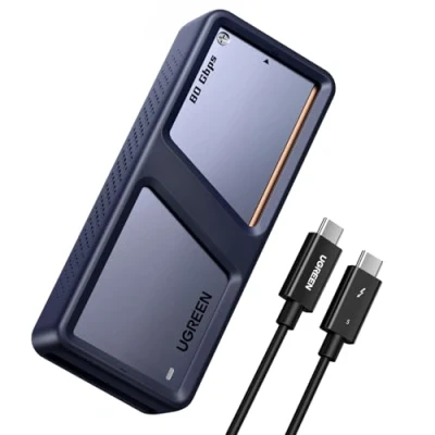 Afbeelding van UGREEN 80 Gbps M2 SSD NVMe behuizing compatibel met Thunderbolt 5, 4 en USB adapter externe harde schijf aluminium M.2 2280 voor Windows, Linux, MacOS, kabel inbegrepen, ondersteunt TRIM