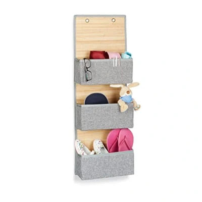 Afbeelding van Relaxdays deurhanger badkamer opvouwbaar deur organizer kinderkamer vakken grijs L