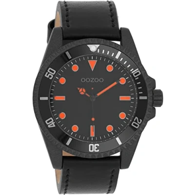 Afbeelding van OOZOO Timepieces zwarte horloge met leren band C11119