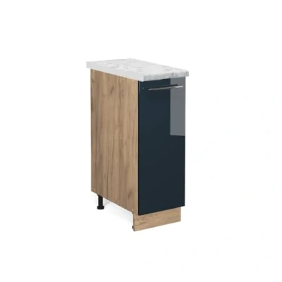 Afbeelding van Vicco Apotheekkast Fame Line, Donkerblauw hoogglans/Krachtige eik goud, 30 cm , WB Marmer