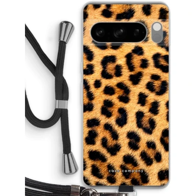 Afbeelding van Case Company® hoesje met Koord geschikt voor Google Pixel 8 Pro Luipaard Telefoonhoesje Zwart Bescherming aan alle Kanten en Over de Schermrand
