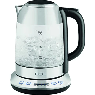 Afbeelding van ECG RK 1781 Glass waterkoker met temperatuurinstelling en warmhoudfunctie 40 60 70 80 100 C 1,7 l 2200W